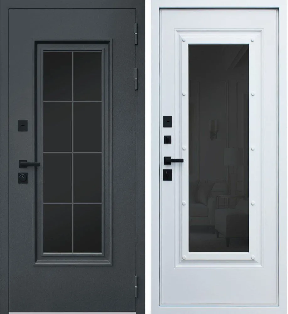 Дверь Titanium с Окном и Английской Решеткой Терморазрыв 3К DIS007260