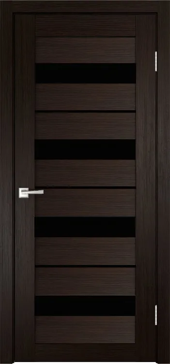 Межкомнатная дверь Легенда X-5 тон Венге Остекление Лакобель черное