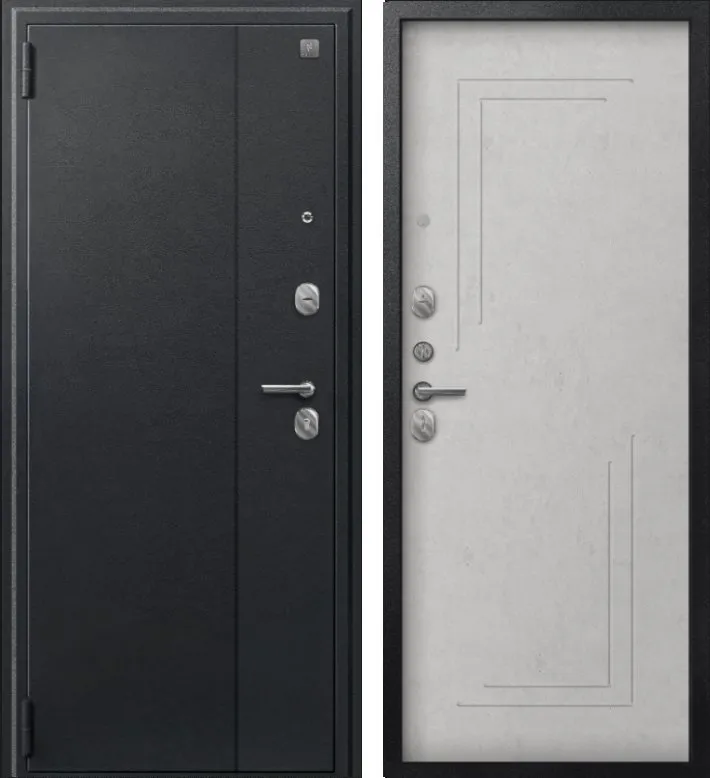 Дверь A-06 черный сатин - бетон светлый DIS007337